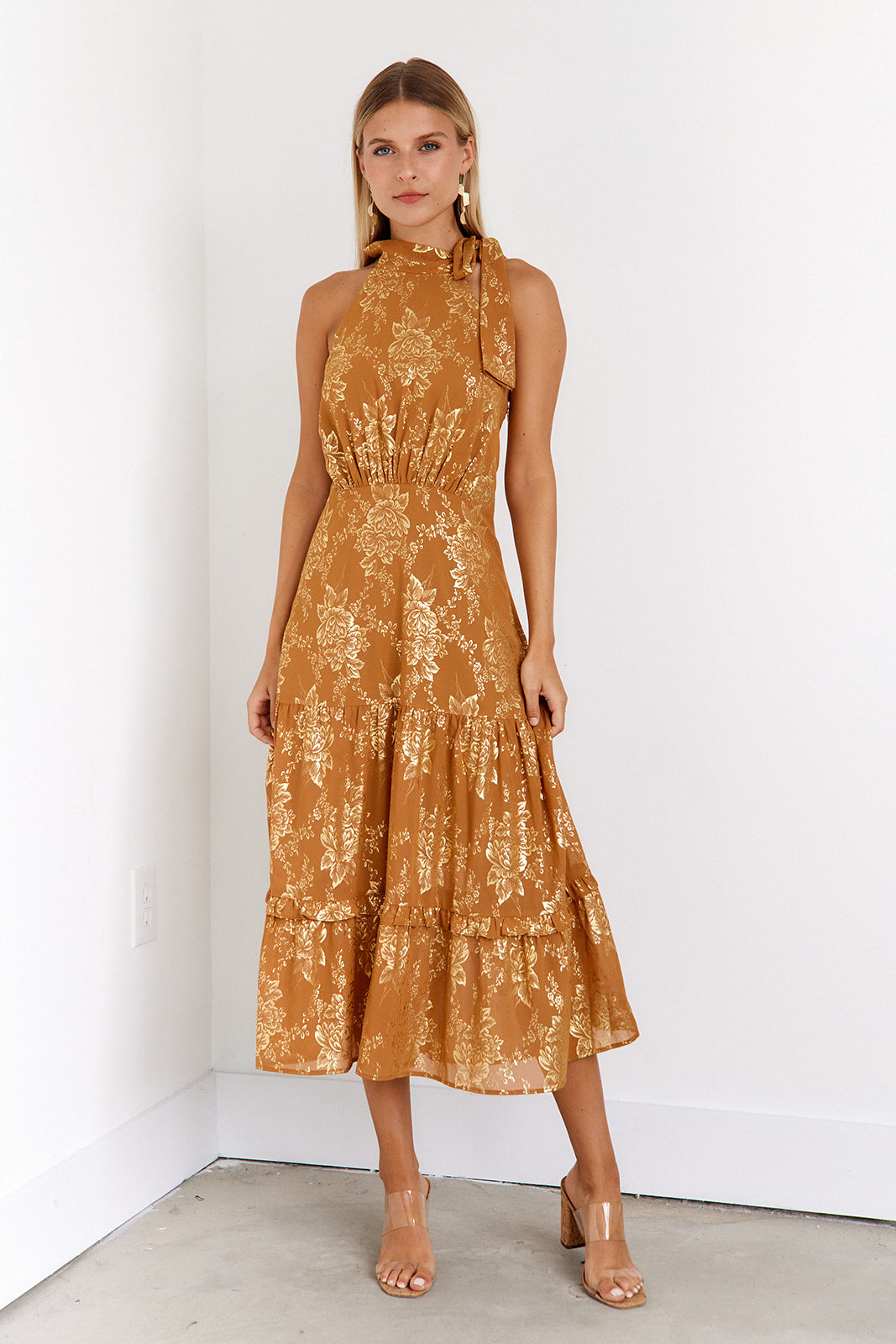 Amanda Tie Neck Maxi Dress