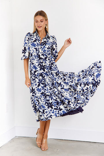 Athena Puff Sleeve Midi Dress