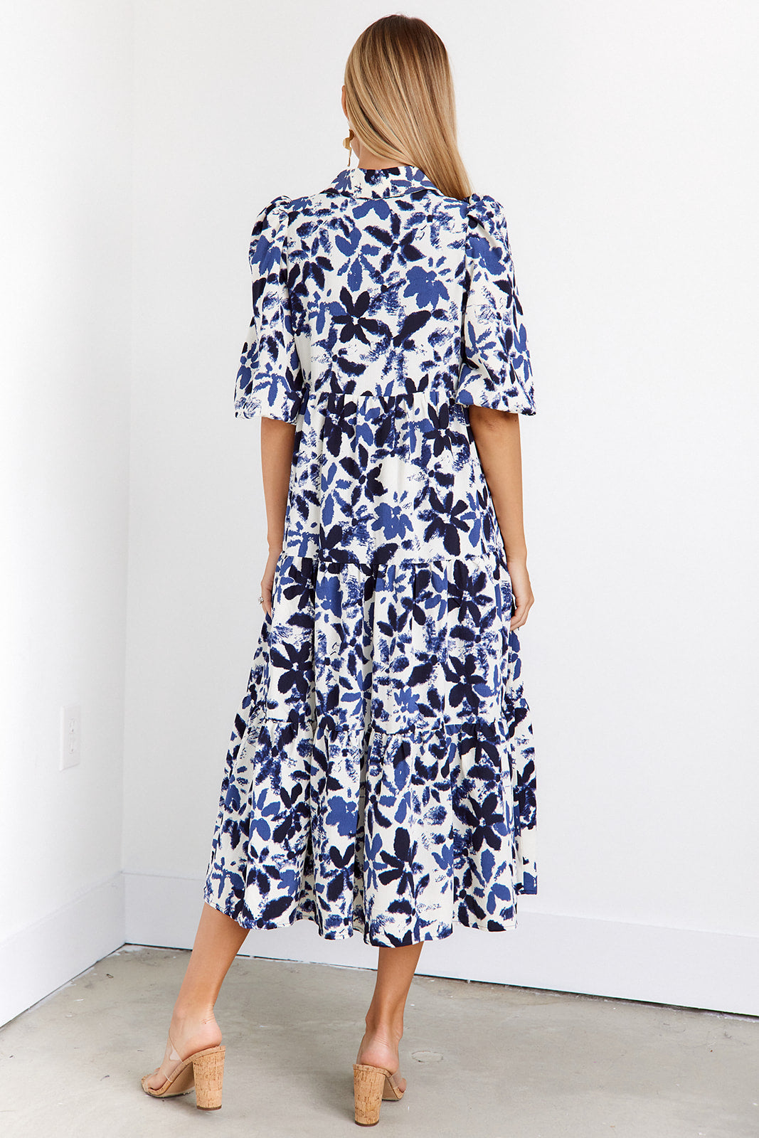 Athena Puff Sleeve Midi Dress