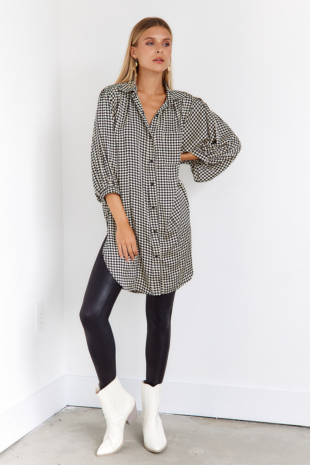 Larisa Houndstooth Printed Tunic