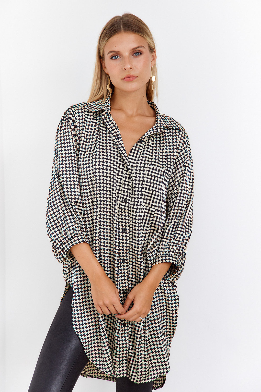 Larisa Houndstooth Printed Tunic