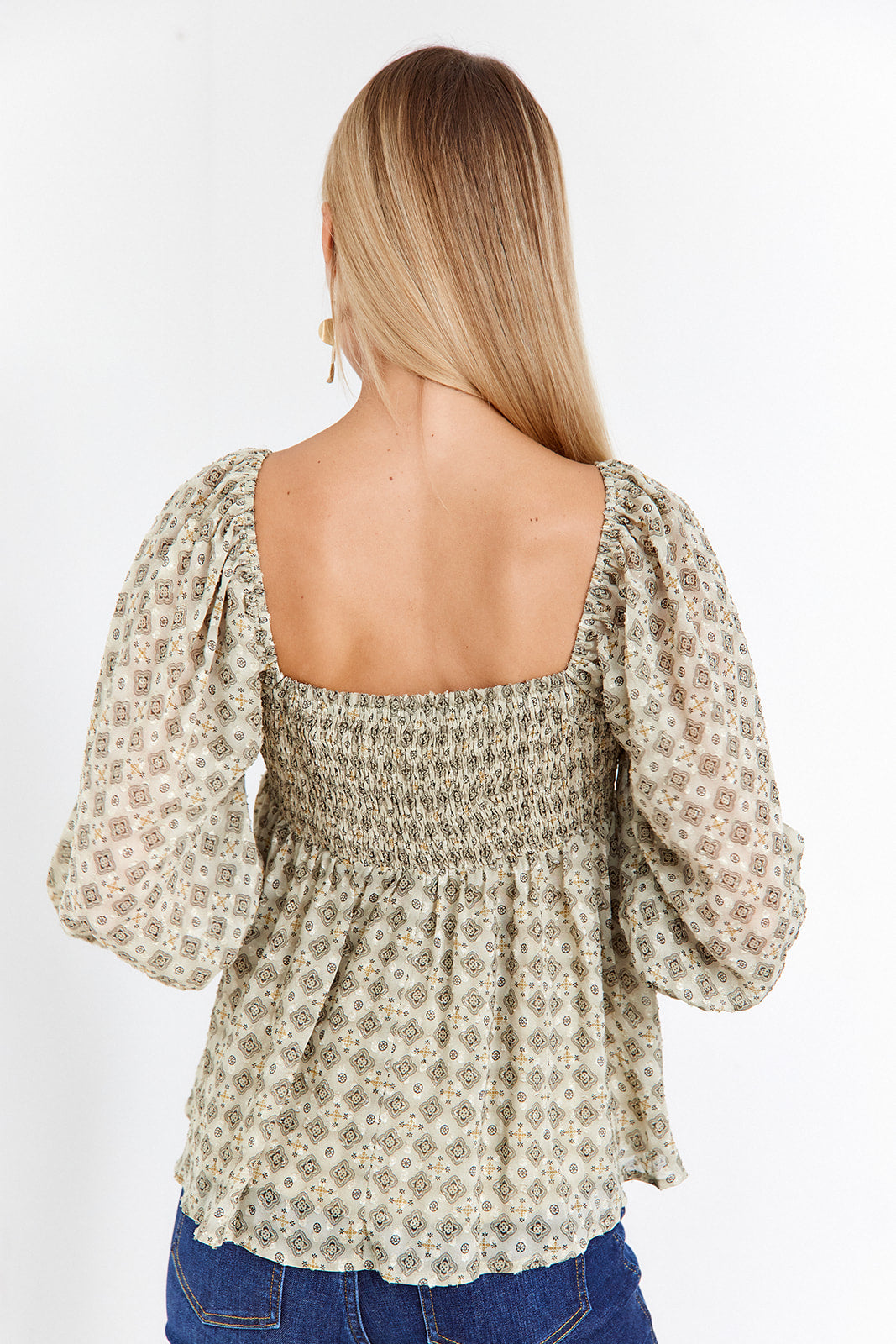 SALE - Kiera Geo Print Babydoll Top