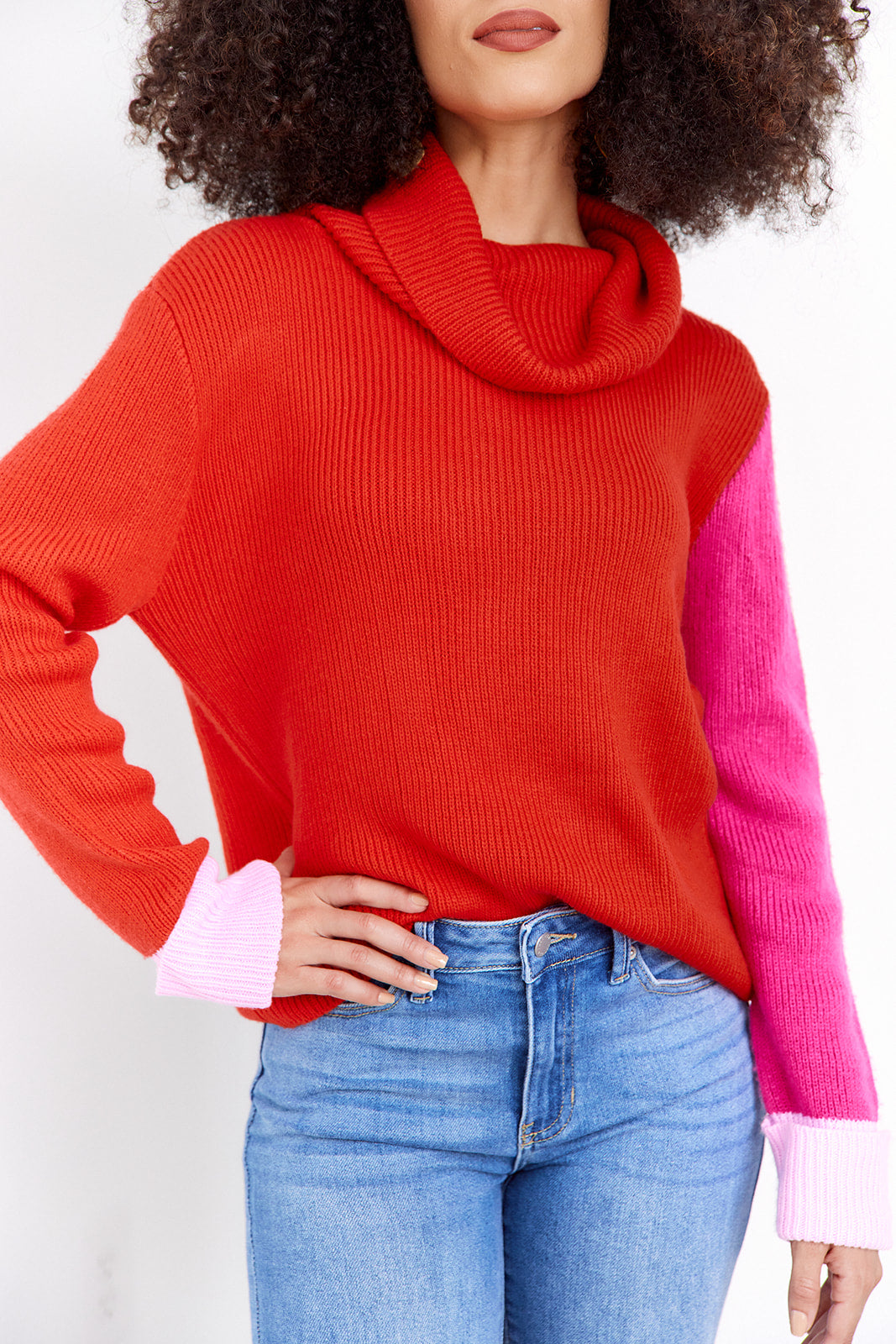 SALE - Spruce Contrast Sleeve Sweater