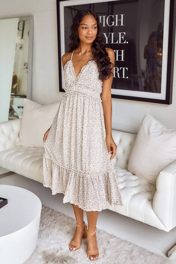 Andi Ruffled Trim Floral Maxi Dress
