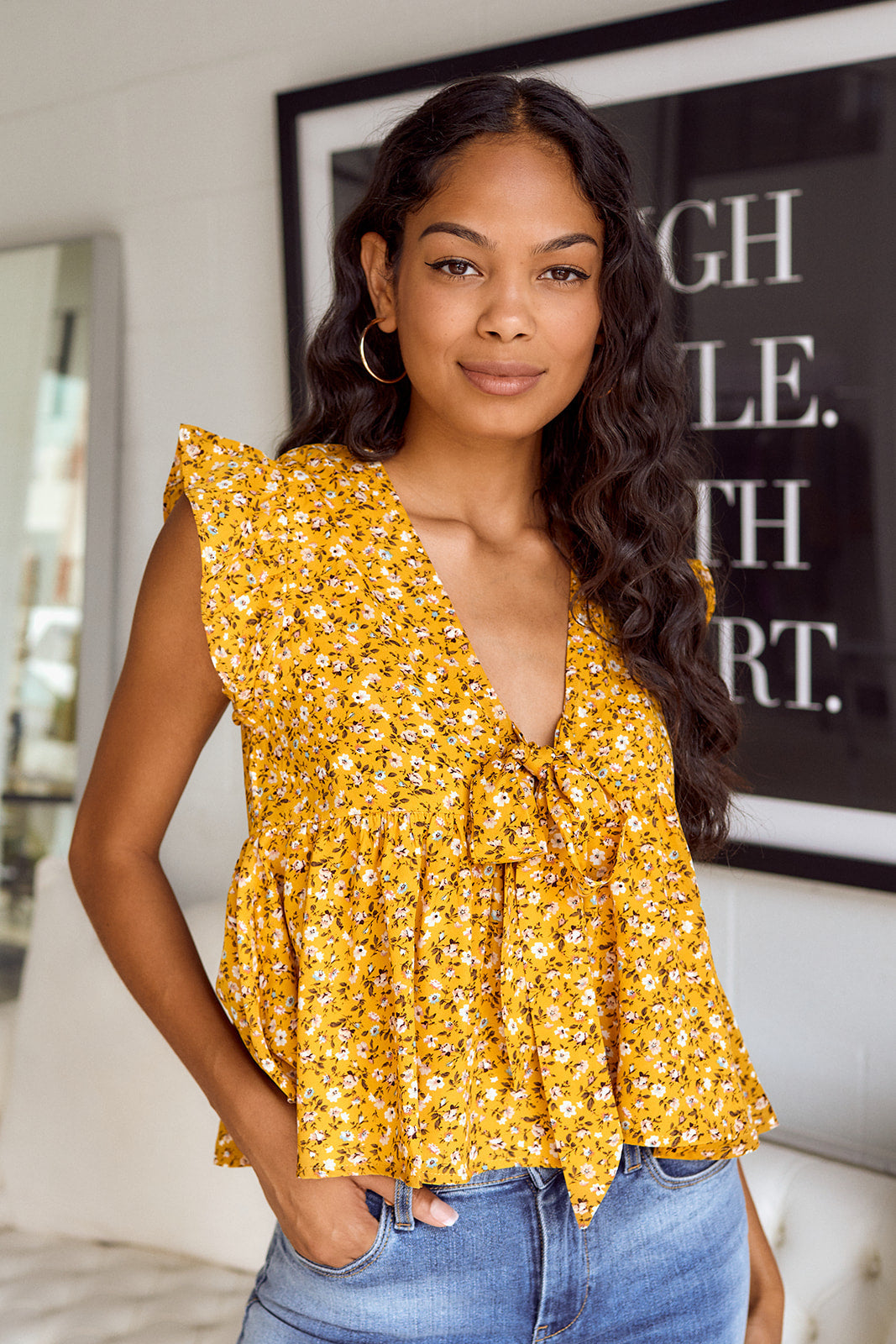 Micki Floral Ruffled Sleeve Blouse