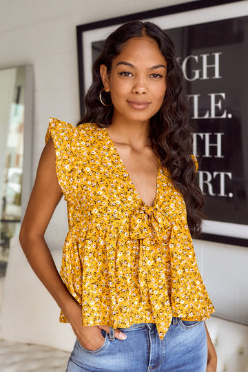 Micki Floral Ruffled Sleeve Blouse