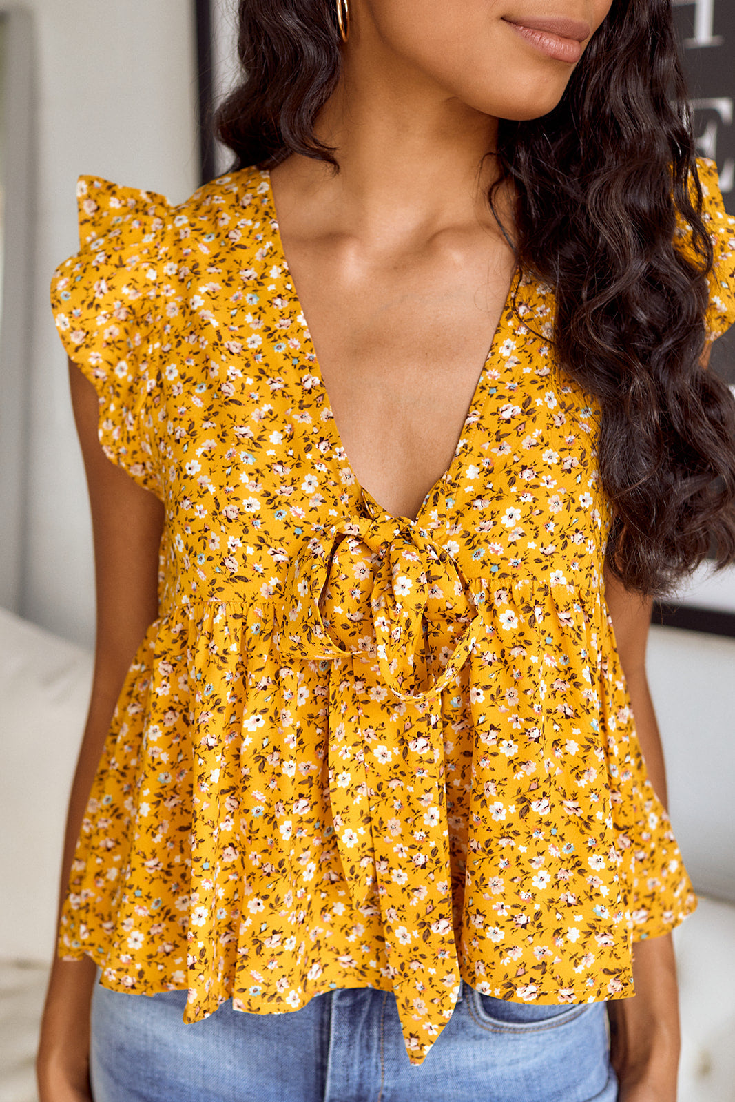Micki Floral Ruffled Sleeve Blouse