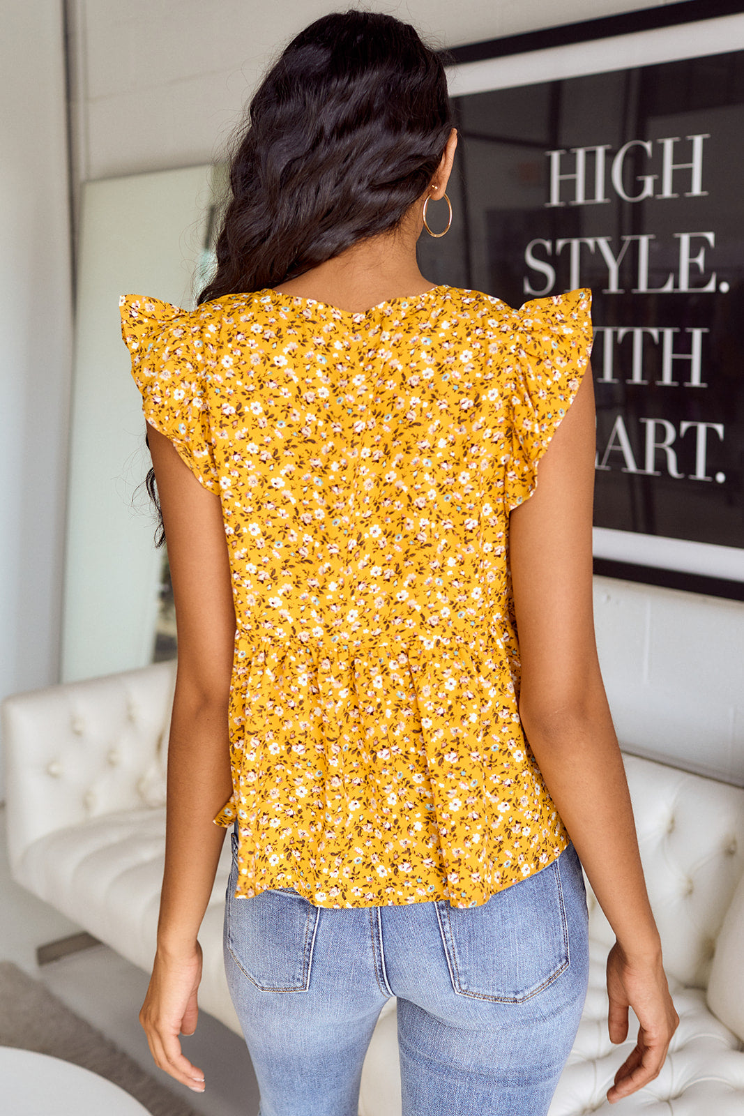 Micki Floral Ruffled Sleeve Blouse