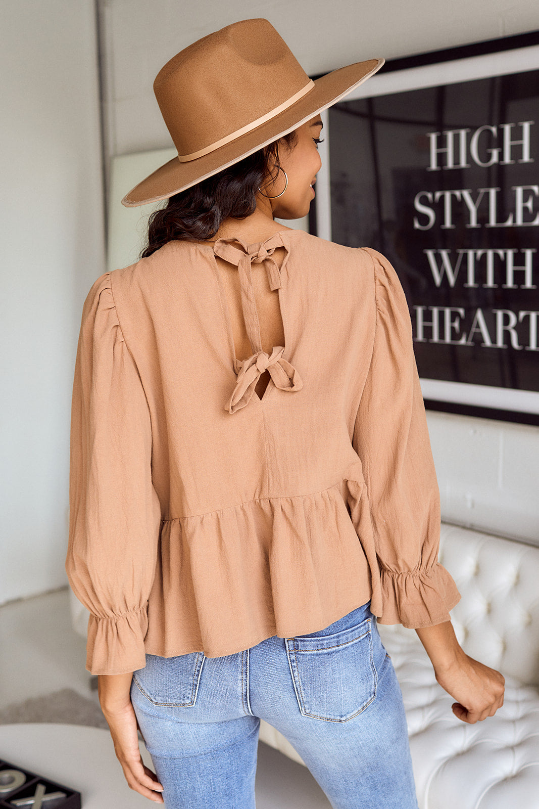 Kemper Tie Back Peplum Top
