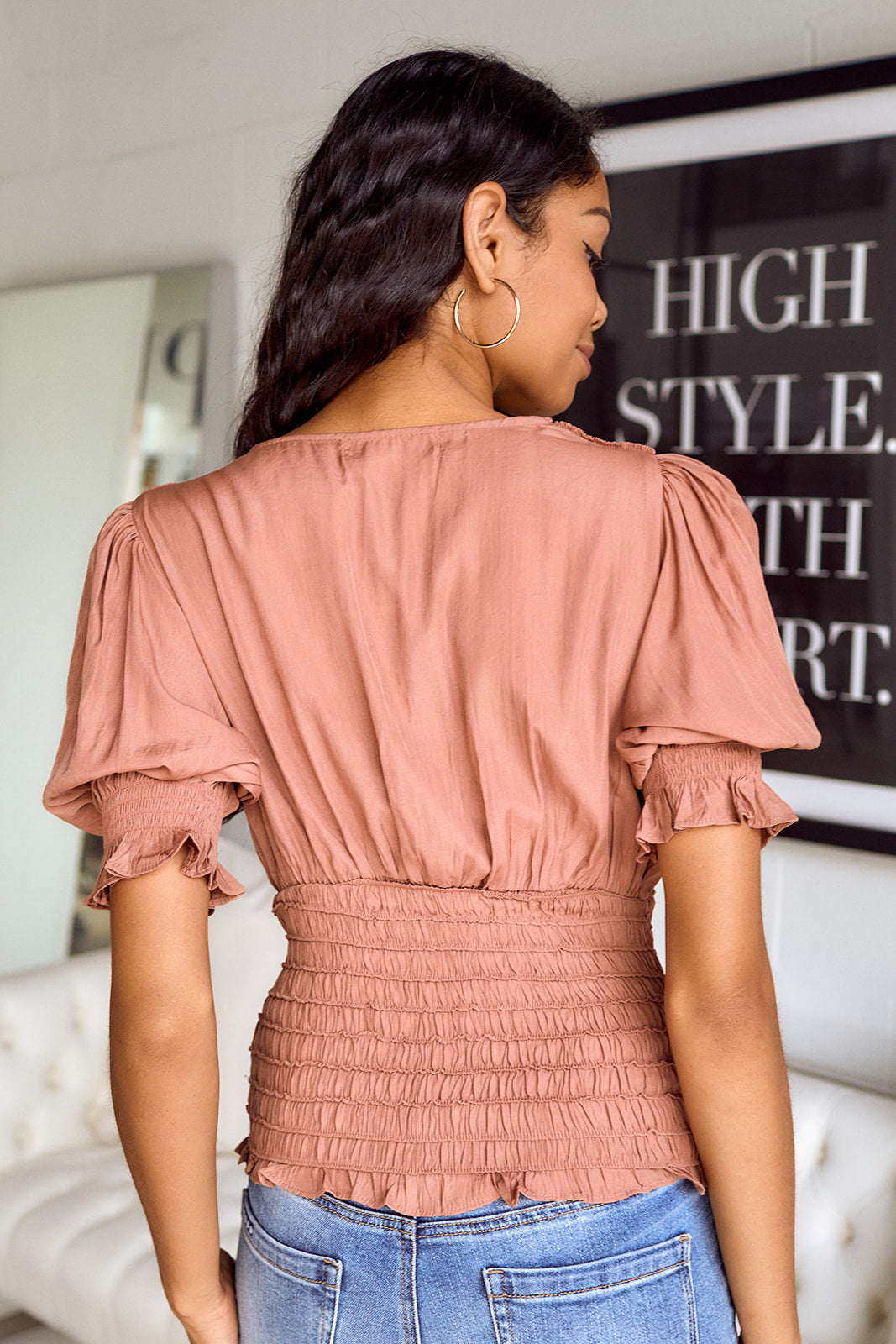 Crawford Smocked Puff Sleeve Blouse