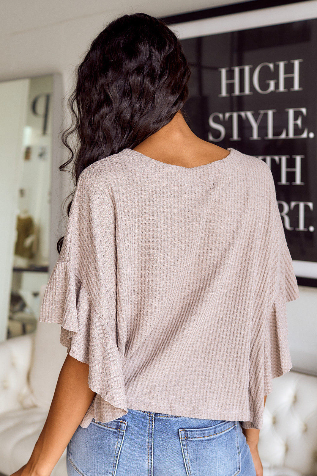 Montlie Waffle Knit Dolman Sleeve Top