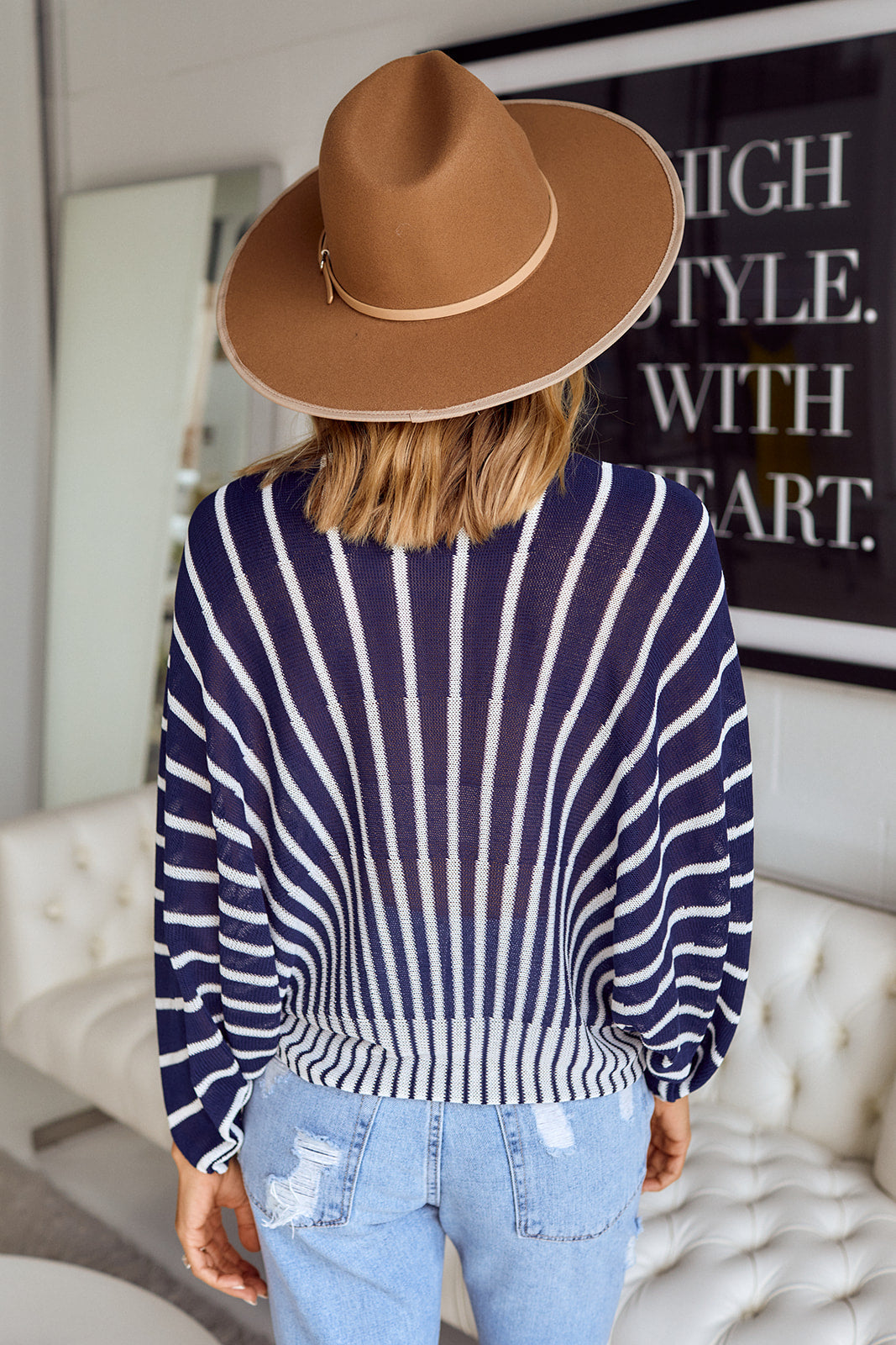 Veranda Striped Kimono Sleeve Blouse