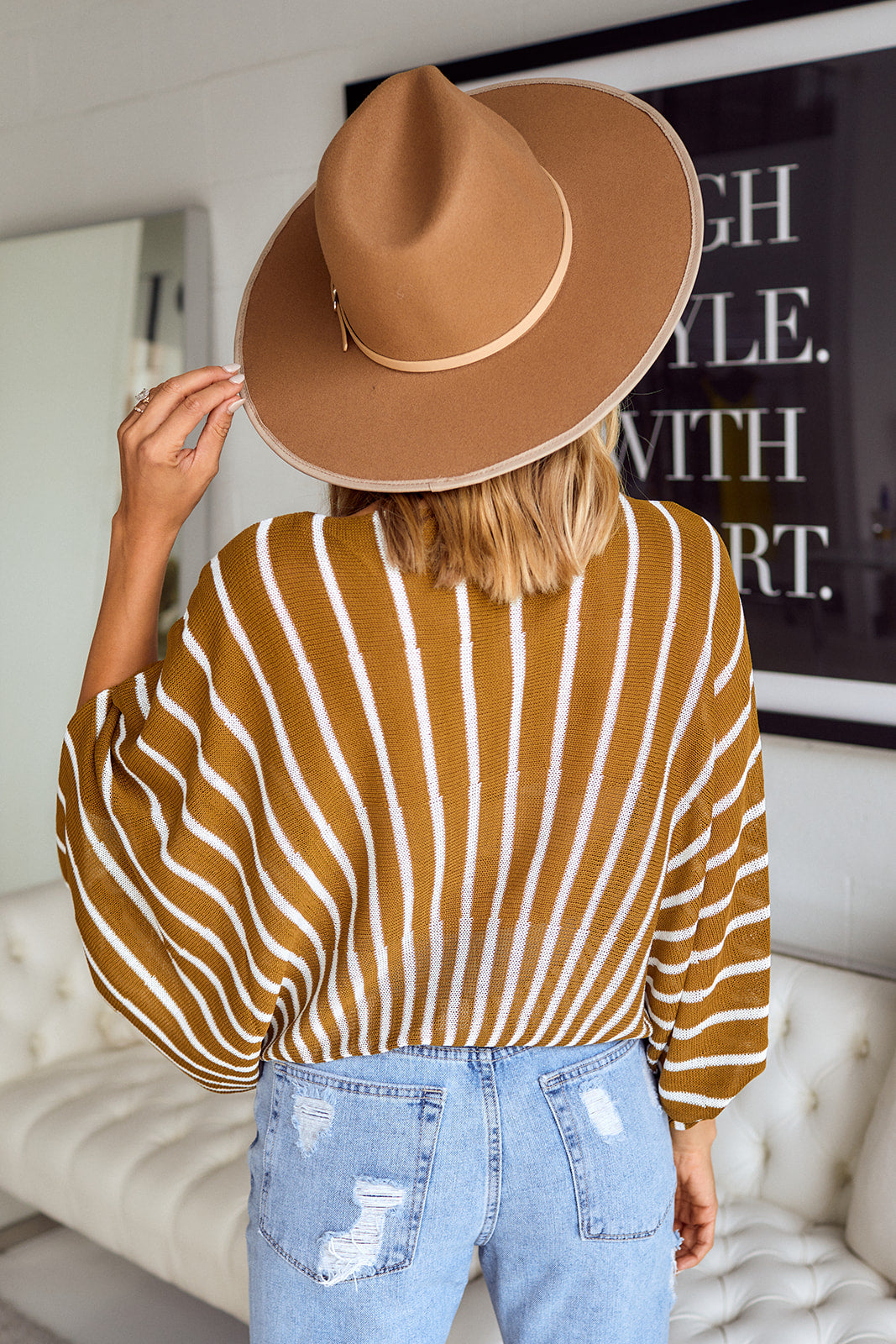 Veranda Striped Kimono Sleeve Blouse