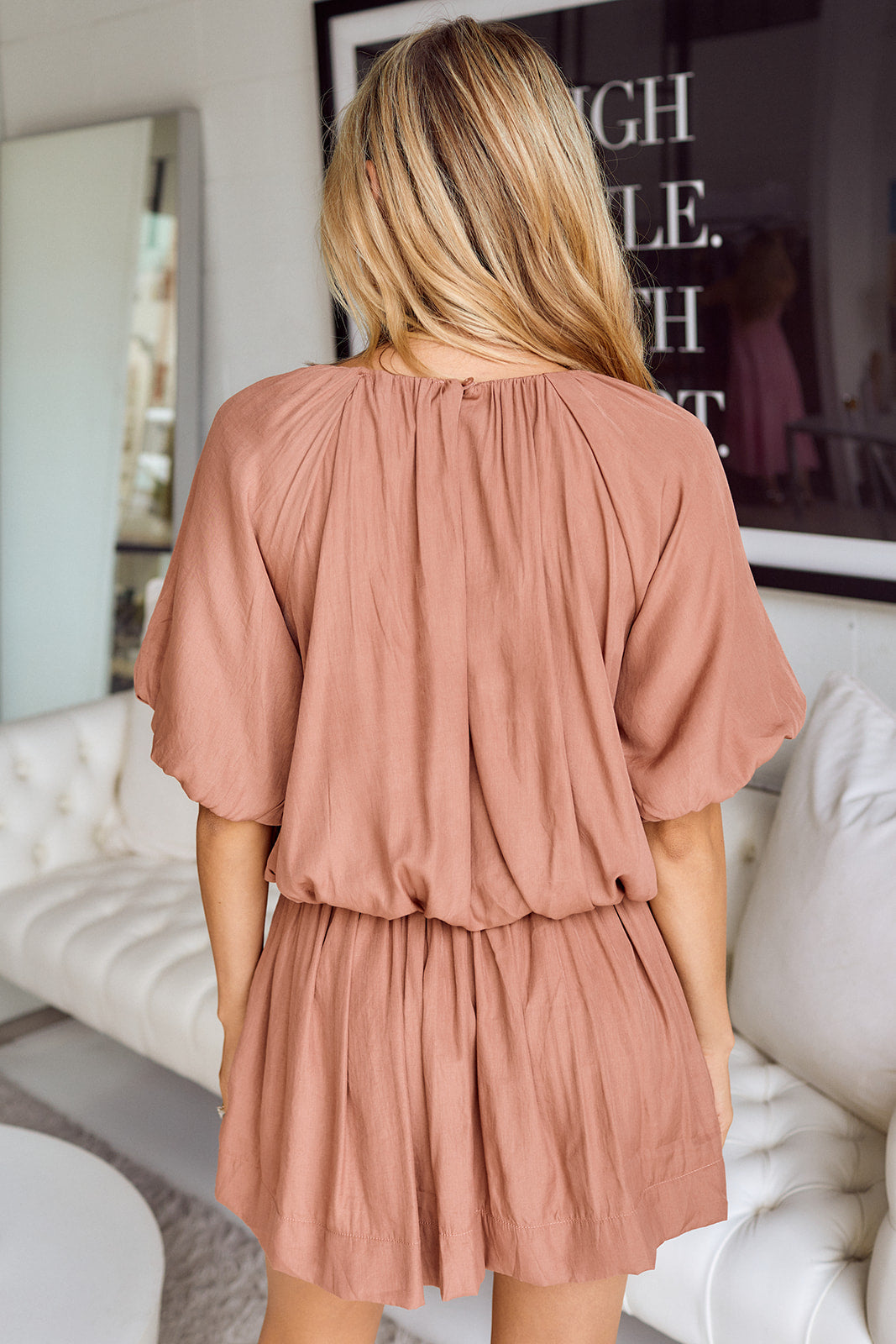 Sanders Puff Sleeve Pleated Dress