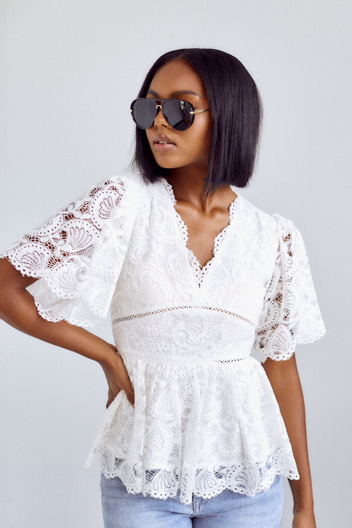 Pauline Lace V Neck Blouse