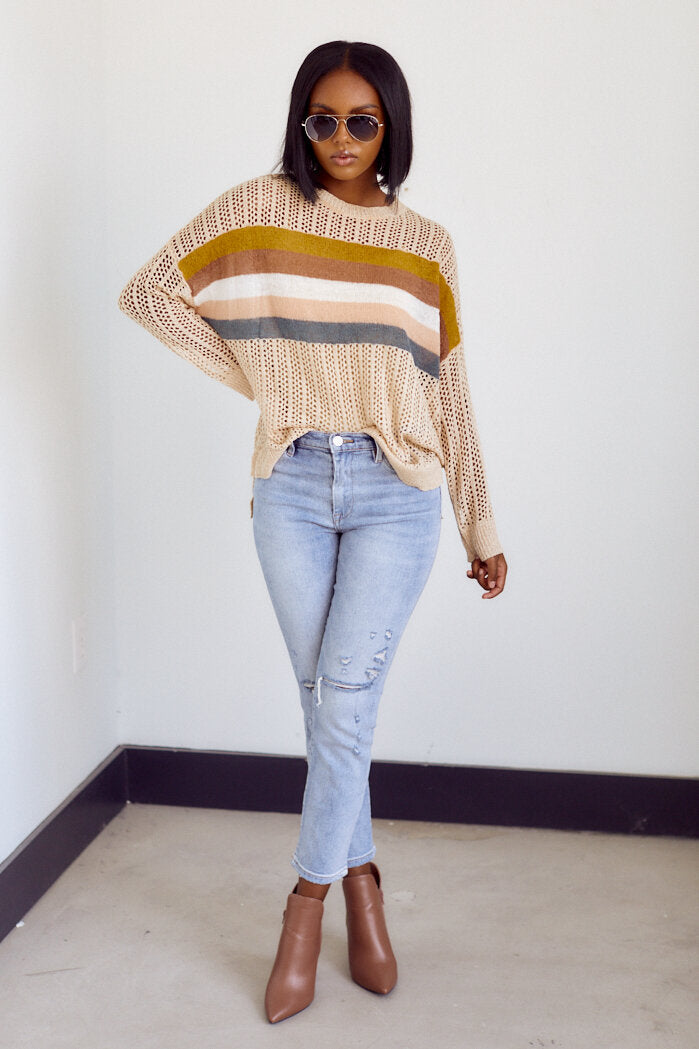 Stone Stripe Lightweight Sweater