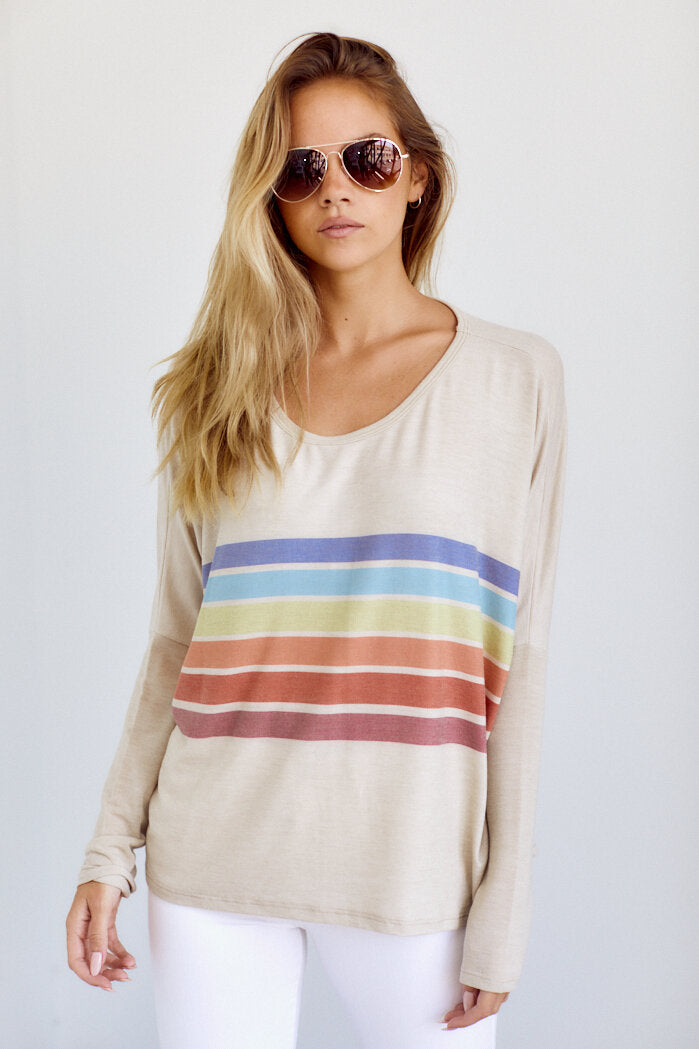 Jessy Multi Stripe Crew Neck Top