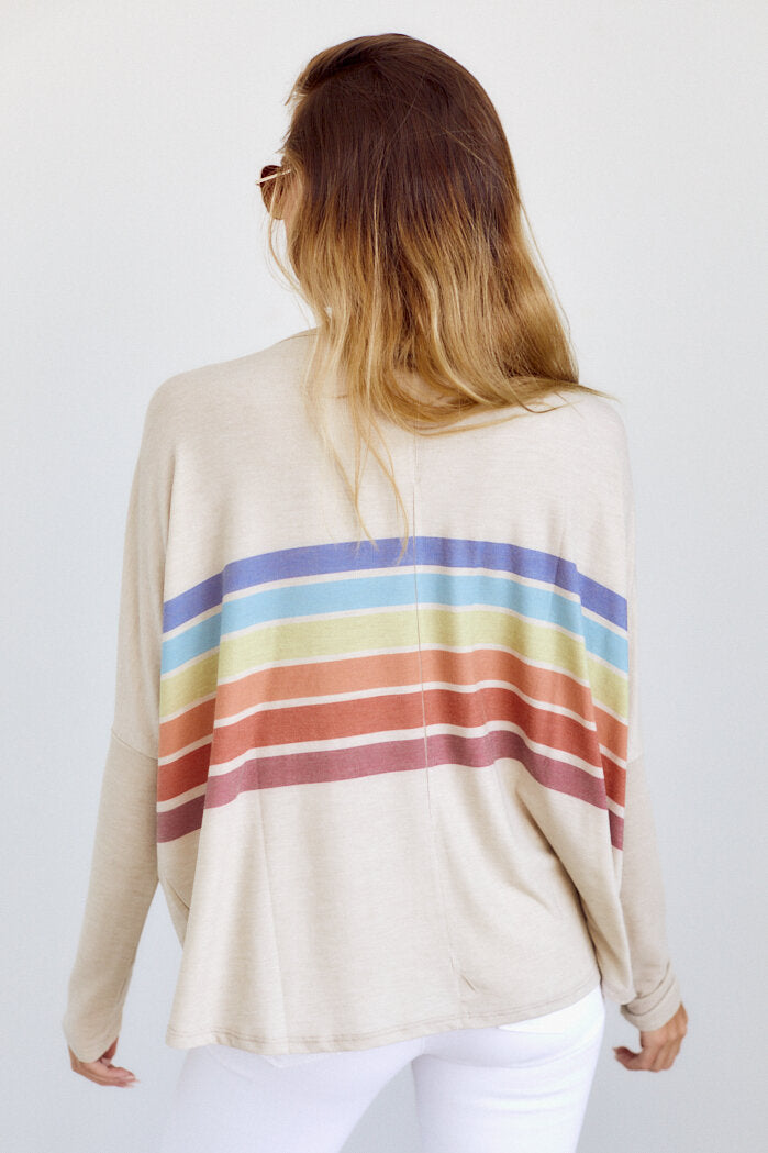 Jessy Multi Stripe Crew Neck Top