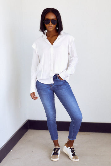 Lovina Ruffle Detail Button Down Blouse