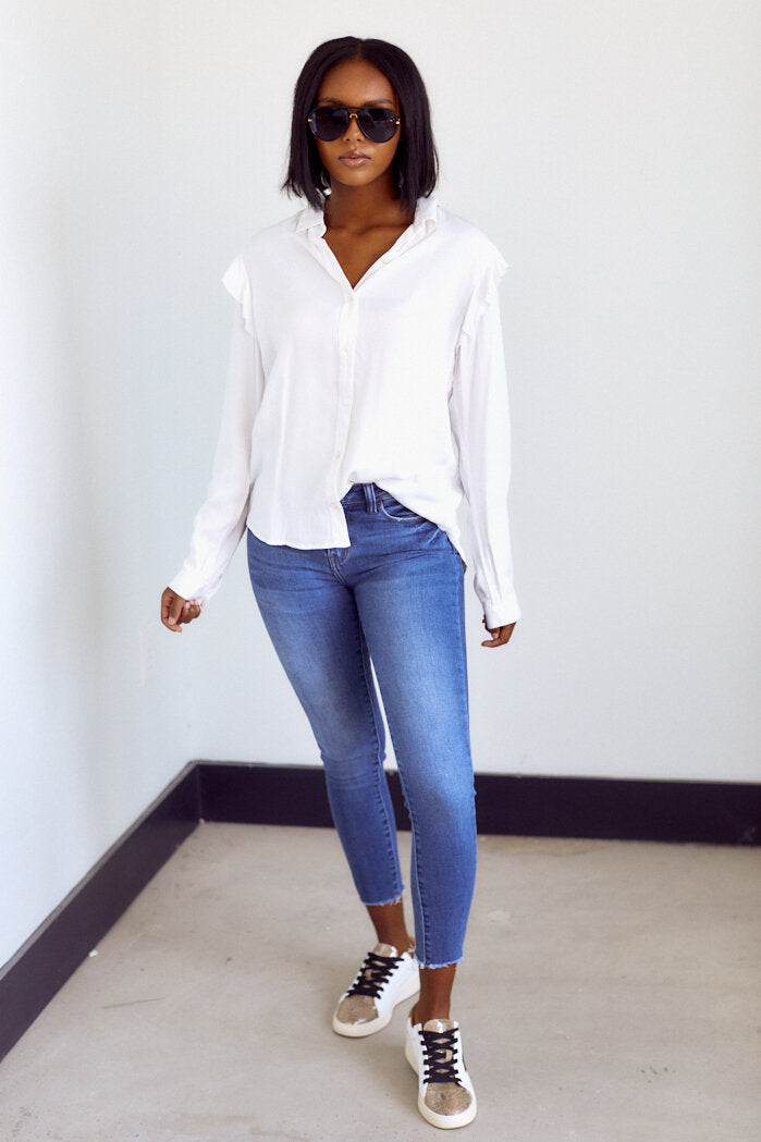 Lovina Ruffle Detail Button Down Blouse