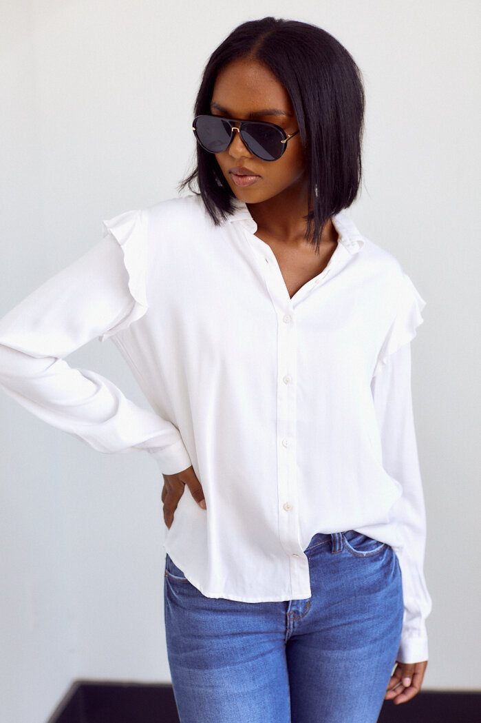 Lovina Ruffle Detail Button Down Blouse