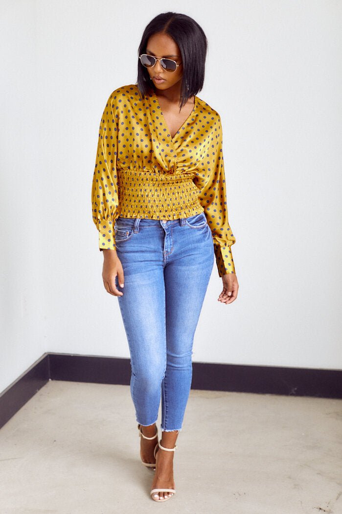 Arizona Smocked Polka Dot Blouse