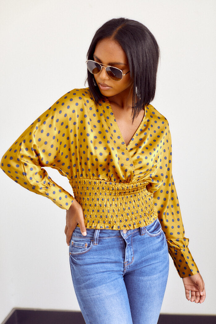 Arizona Smocked Polka Dot Blouse