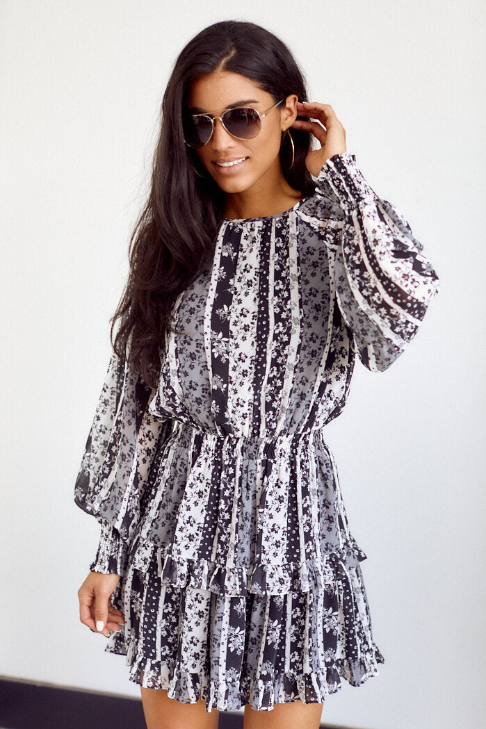 Chellie Printed Long Sleeve Dress