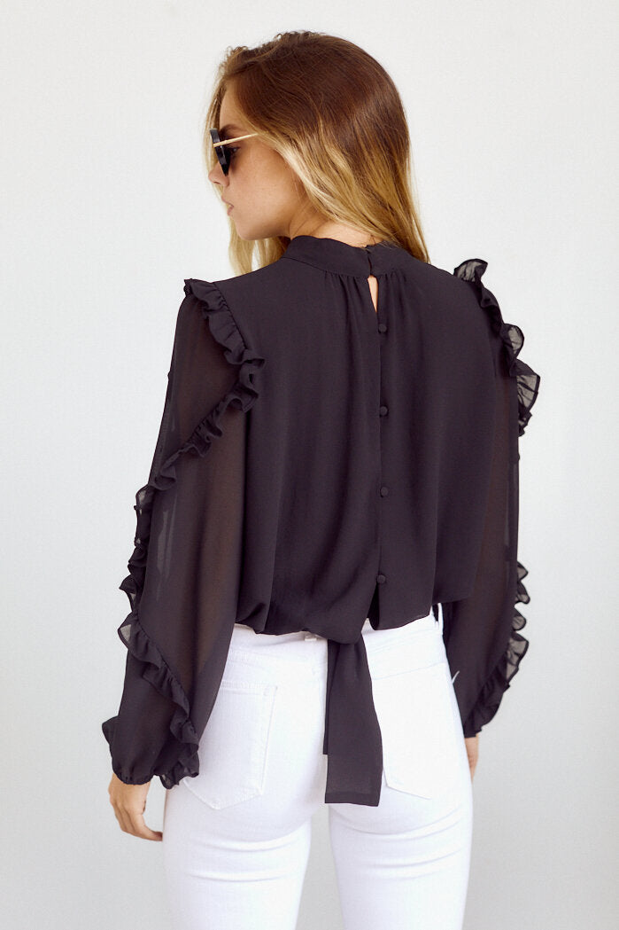 Bolivia Long Sleeve Ruffle Detail Blouse