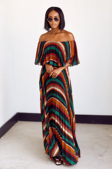 Elodie Off The Shoulder Striped Maxi