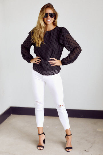 Fulton Ruffle Detail Textured Blouse