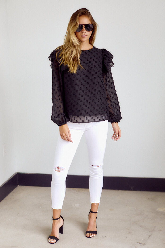 Fulton Ruffle Detail Textured Blouse