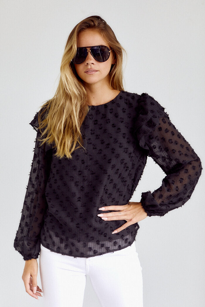 Fulton Ruffle Detail Textured Blouse