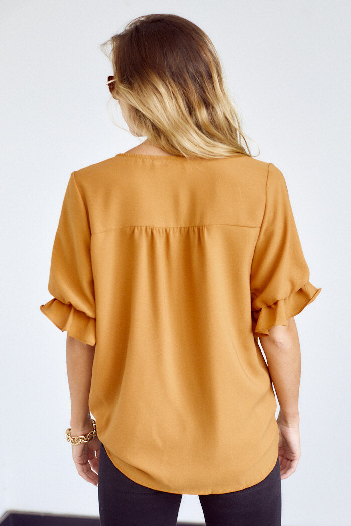 Mercer V NecK Puff Sleeve Blouse