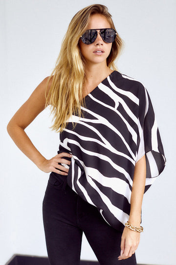 Garcon One Shoulder Print Top