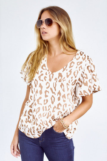 Sage Leopard Tulip Sleeveless Top