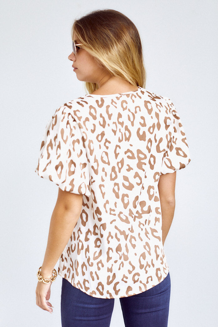Sage Leopard Tulip Sleeveless Top