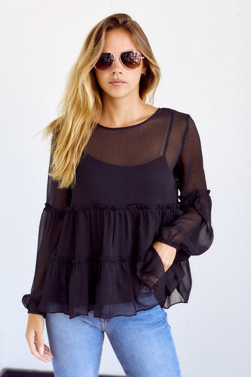 Loyola Sheer Tiered Blouse