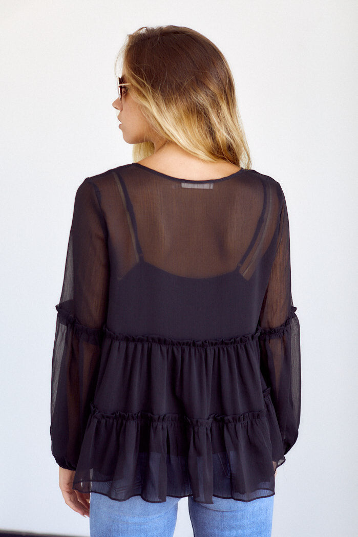 Loyola Sheer Tiered Blouse