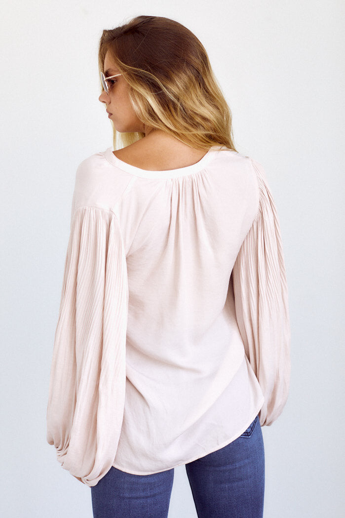 Menendez Pleated Balloon Sleeve Blouse