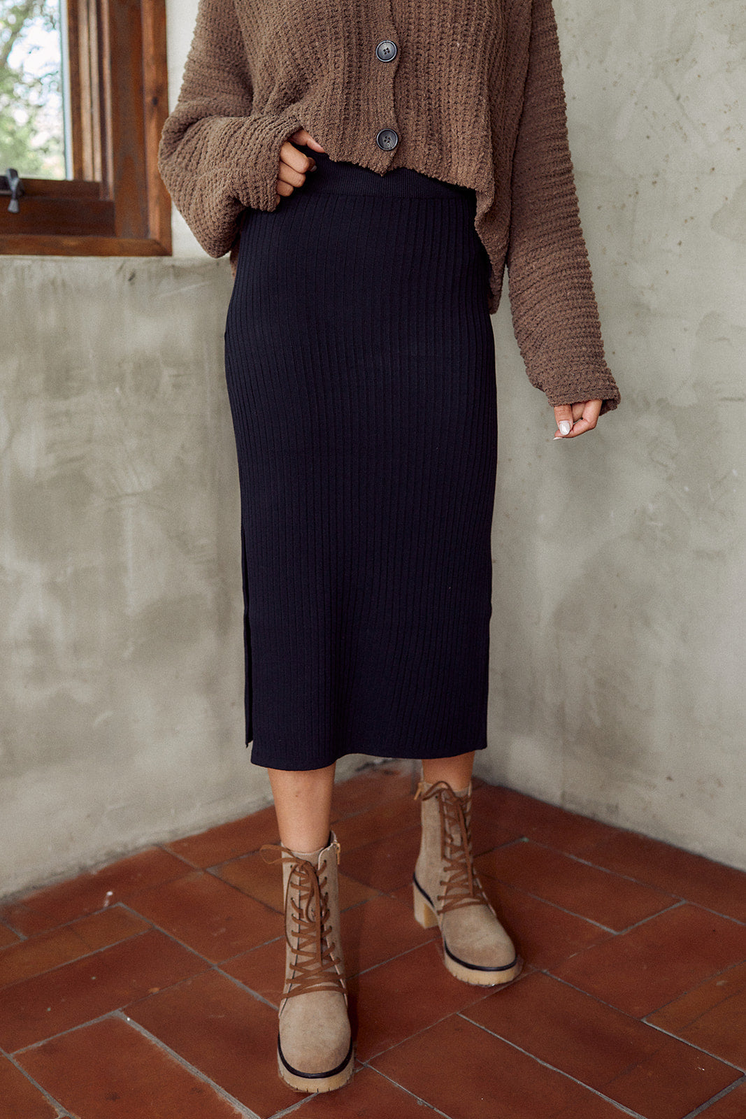 Warner Rib Knit Midi Skirt