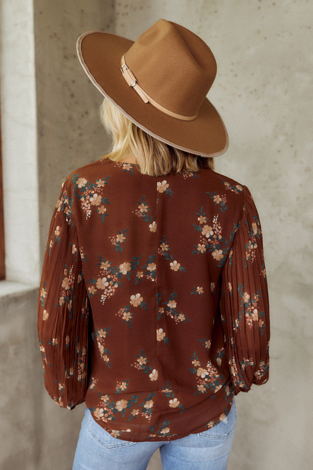 Albani Pleated Sleeve Blouse