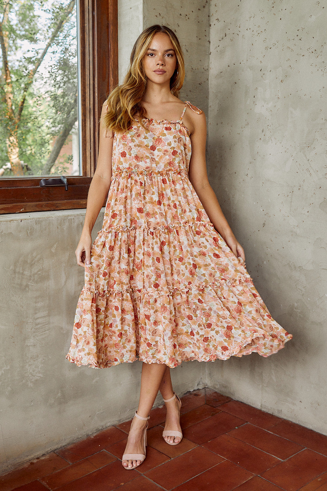 Wynsley Printed Tiered Midi Dress