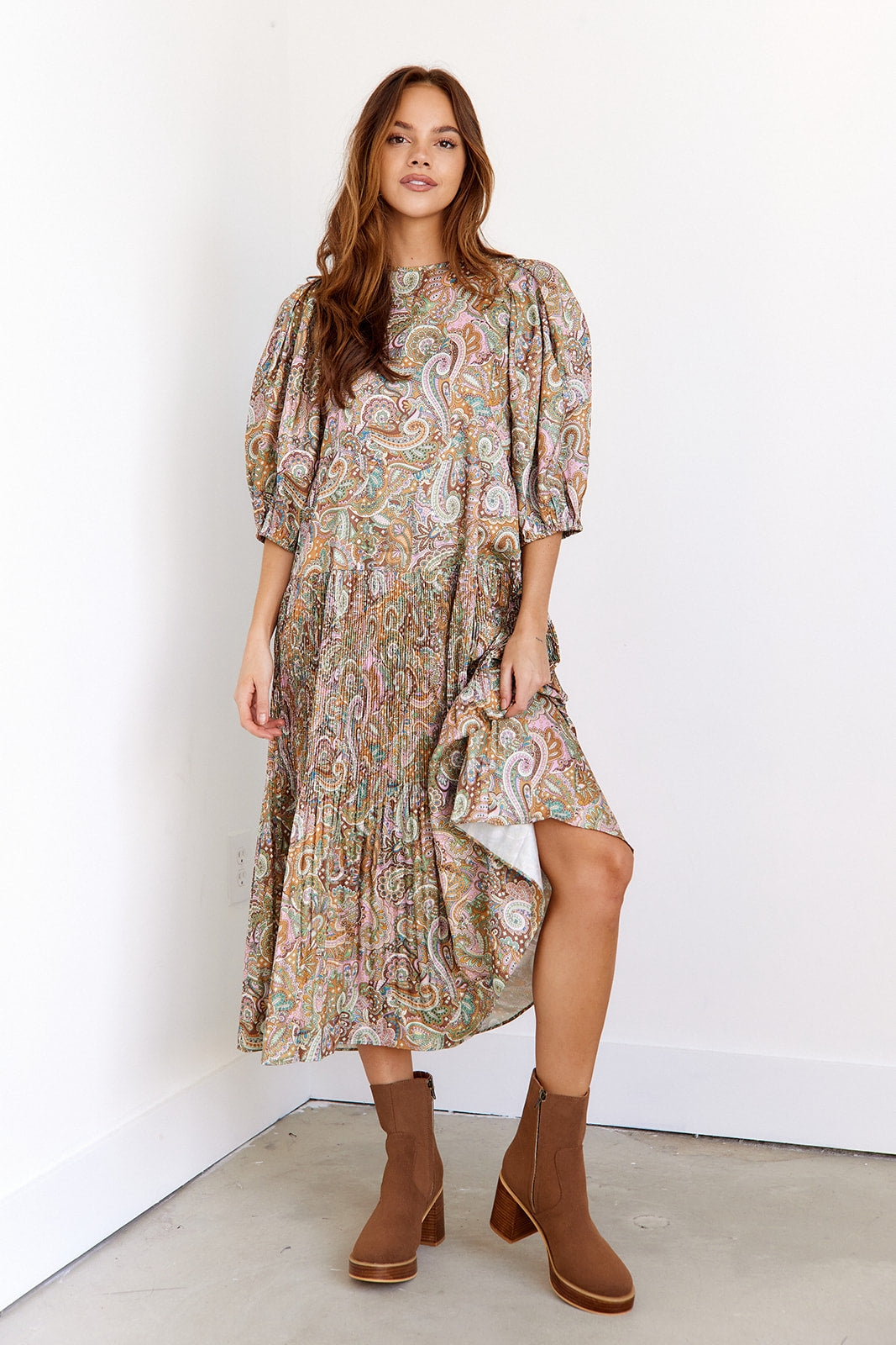 SALE - Kincade Puff Sleeve Midi Dress