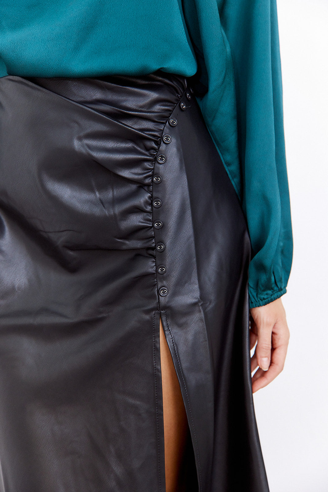 SALE - Kailin Leather Midi Skirt