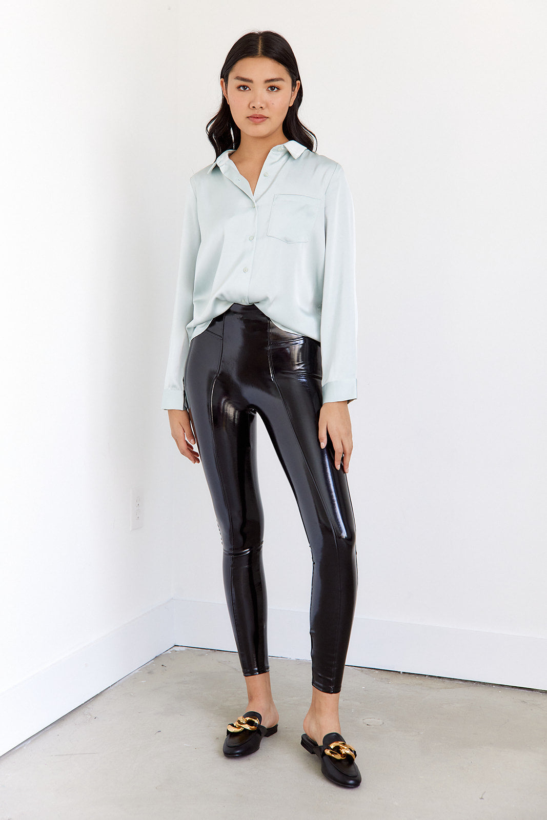 Chapman Satin Button Down Blouse