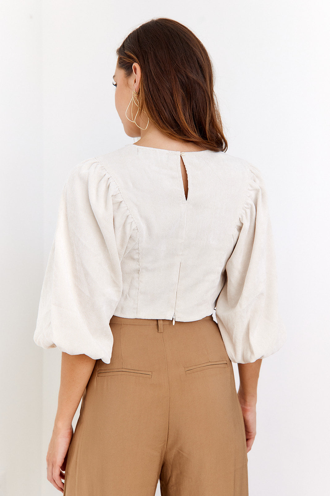 SALE - Kaylin Puff Sleeve Corduroy Top
