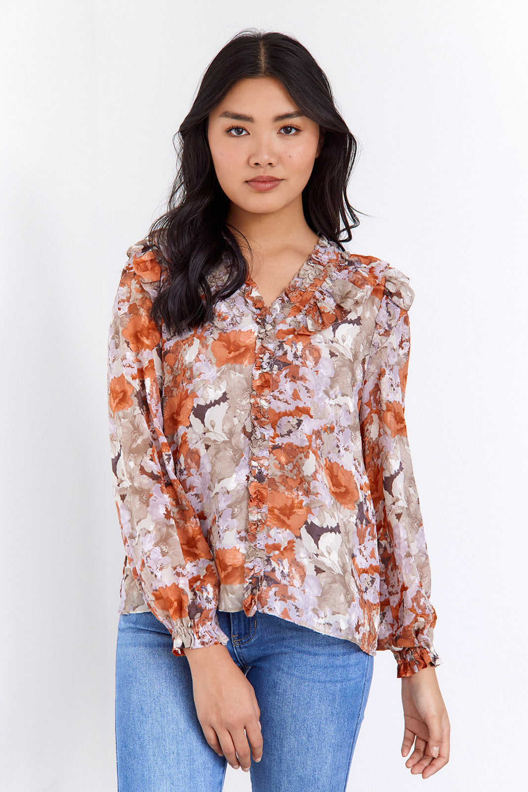 SALE - Keira Printed Ruffle Blouse