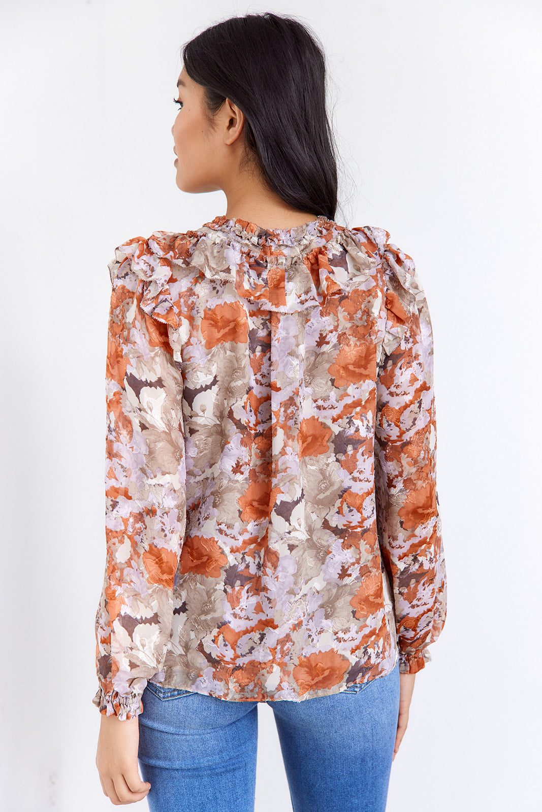 SALE - Keira Printed Ruffle Blouse