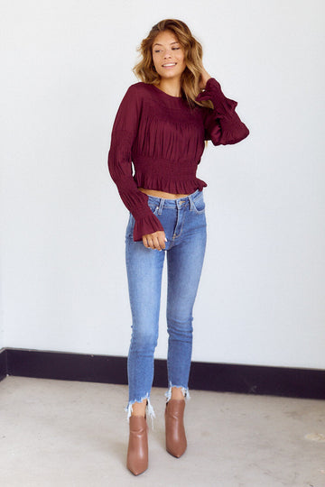Matha Smocked Detail Long Sleeve Blouse